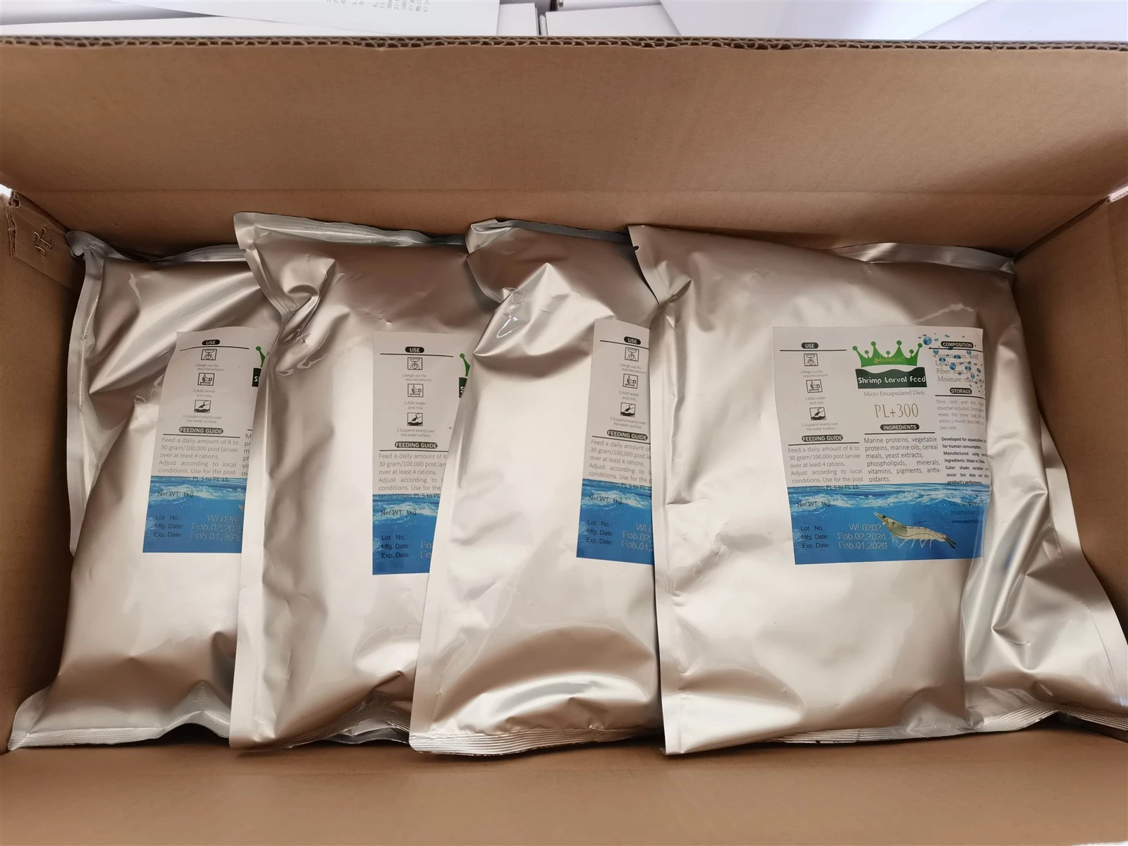 Shrimp feed packaging Shrimp feed packaging